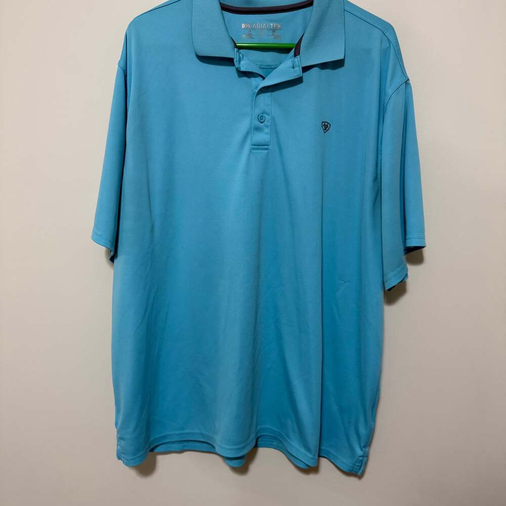 Ariat TEK Heat Series Performance Blue Polo Mens‎ 2XL Dress Shirt